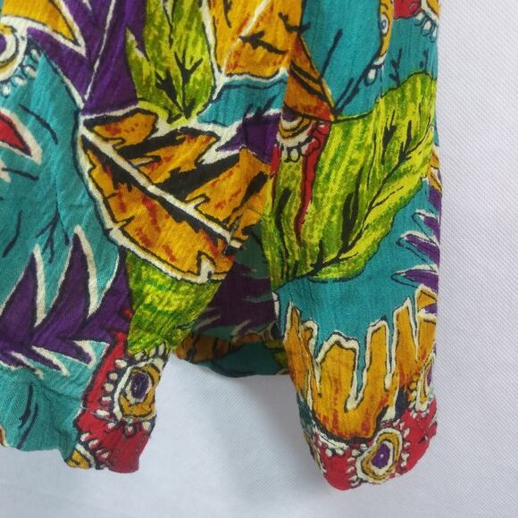Bechamel Vintage Artsy Bright Tropical Button Up Top Size Small - Picture 7 of 8